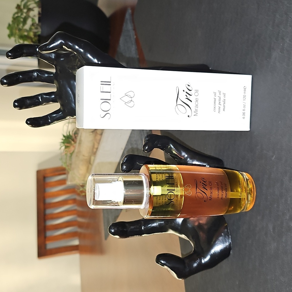 NEW Soleil Trio Miracle Oil Hair Coconut Rose Petal Marula Repair Condition Tame